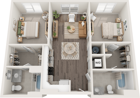 Belmont 2 Bed 2 Bath Floor Plan at South 16 At The Bridges, Roanoke